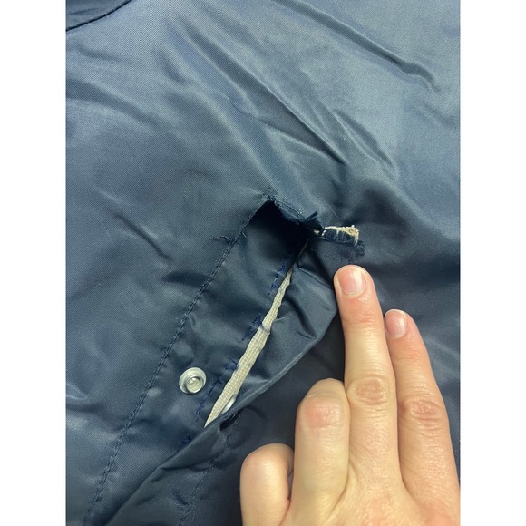 Vintage Sears Work Leisure Men's Navy Bomber Jacket Faux Fur Collar Aviator - Picture 8 of 16